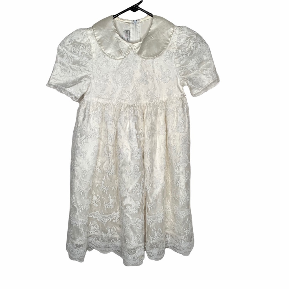 Vtg Jessica Mcclintock Lace Dress 6 White cream